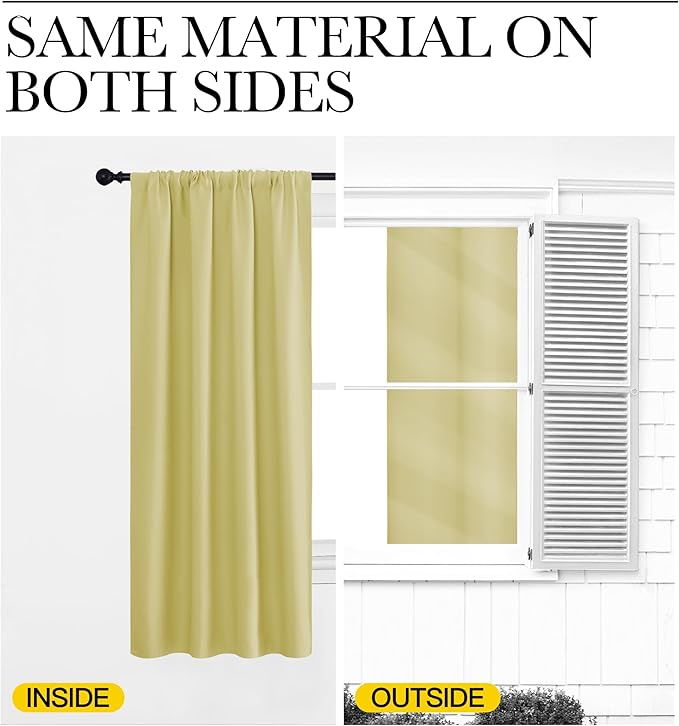 NICETOWN Blackout Curtains for Living Curtains, Paler Yellow, 2 Panels - Image 6