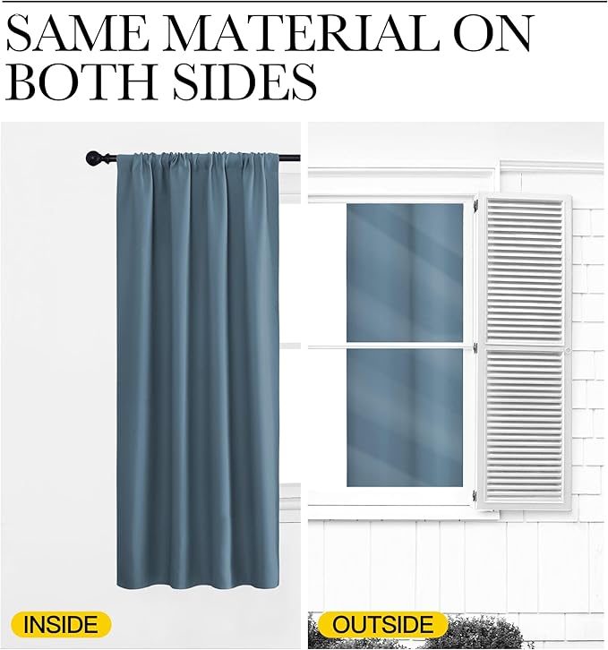 NICETOWN Living Room Curtains, Smoky Blue, 1 Pair, 70 x 84-inch, Home - Image 5