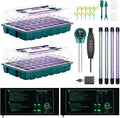 Seed Starter Tray with Grow Lights and Heat Mat, 3-in-1 Soil Meter, 80-Cell by HUGBOW