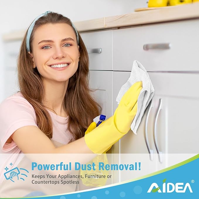 AIDEA Microfiber Cleaning Cloth White 20PK, Lint Free Cleaning Rags, Microfiber - Image 4