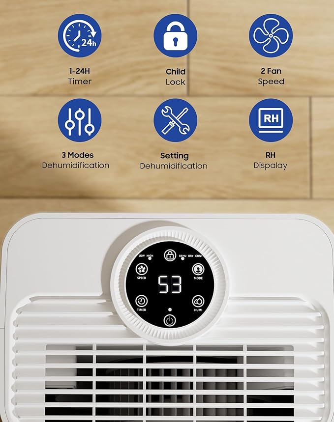1600 Sq.ft Dehumidifier for Home, 21 Pints Dehumidifier for Basement - Image 3