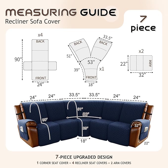 Arfntevss Waterproof Recliner Sectional Couch Covers - Image 5