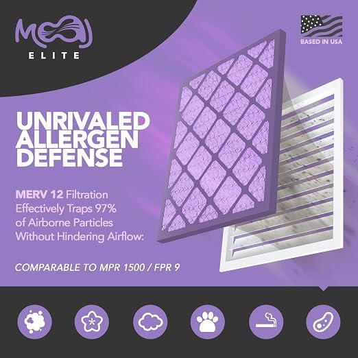 20x25x1 Air Filter | MERV 12 | MOAJ Elite Bacterial & Viral Defense | BASED IN - Image 3