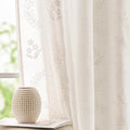 jinchan Belrose Linen Curtains for Bedroom Floral Curtains 96 Inch Length Linen by JINCHAN
