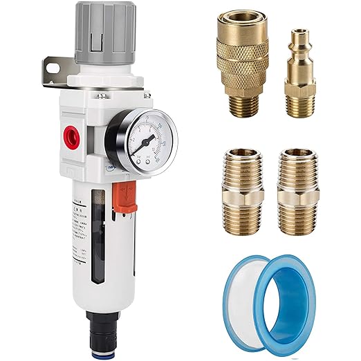 NANPU 1/2" NPT Compressed Air Filter Regulator Combo Piggyback, Auto Drain by NANPU