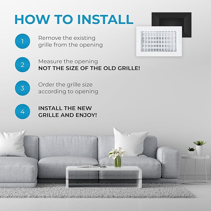 Aluminum 10 x 6 In Heater Vent Deflector Wall AC Grille – Premium Register Vent - Image 7