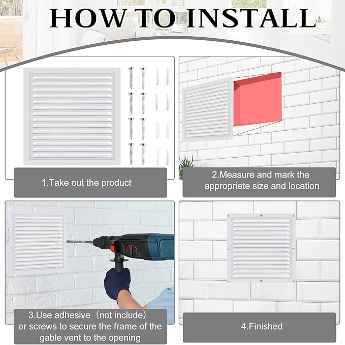 2 Pcs 12" x 12" Gable Vent Shed Attic Vent - Image 6