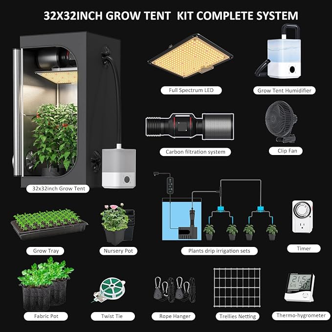 Upgrade Integrated Auto Grow Tent Kit Complete Kit, S1000 LED Grow Light - Image 2