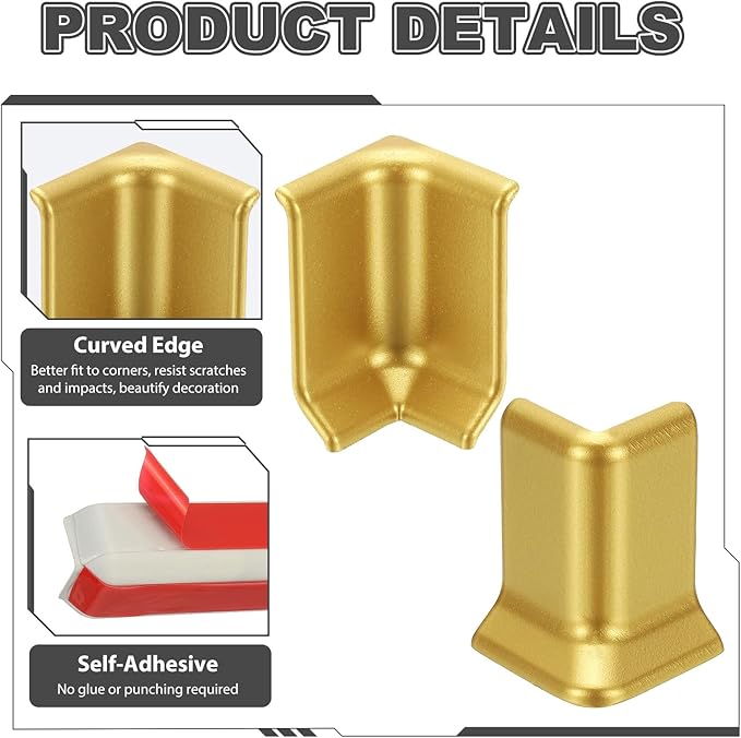 uxcell Self Adhesive Baseboard Corner Blocks, 2.2 Inch Wall Edge Corner - Image 4