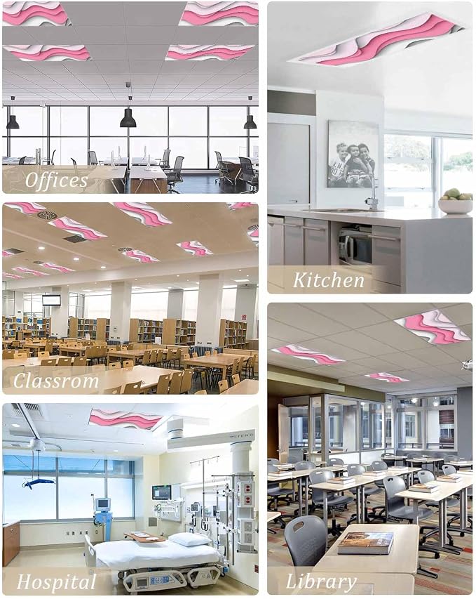Yukro 3 Pack Pink Ombre Fluorescent Light Covers Pink Gray Gradient Abstract - Image 5