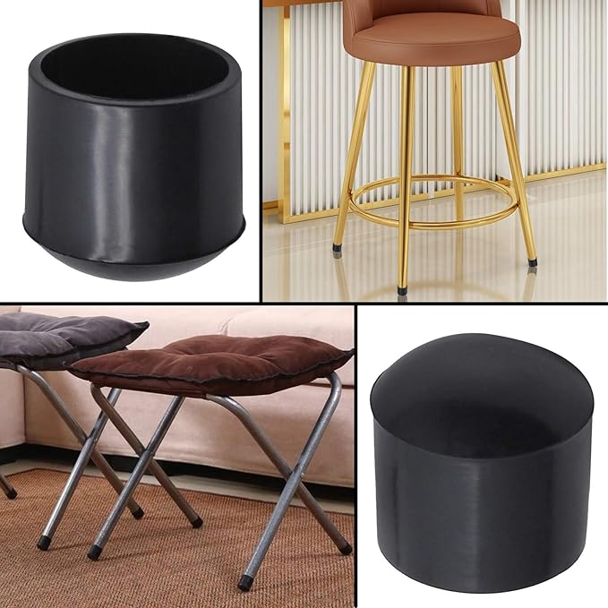 40Pcs Chair Leg Tips, 5/8 Inch Non-Slip Rubber Furniture Leg Caps Black Round - Image 6