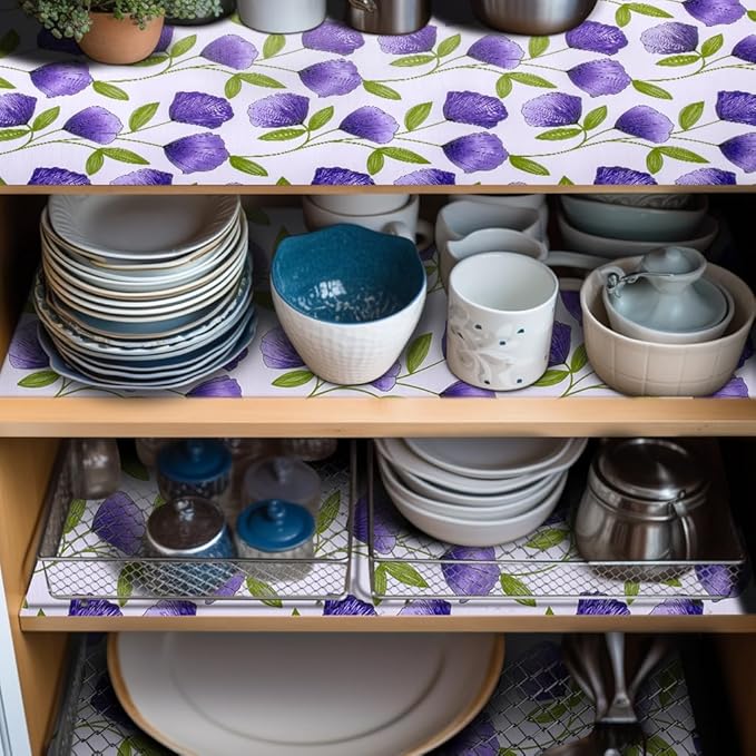 2 Rolls 12" W x 120" L Floral Drawer and Shelf Liner - Image 2