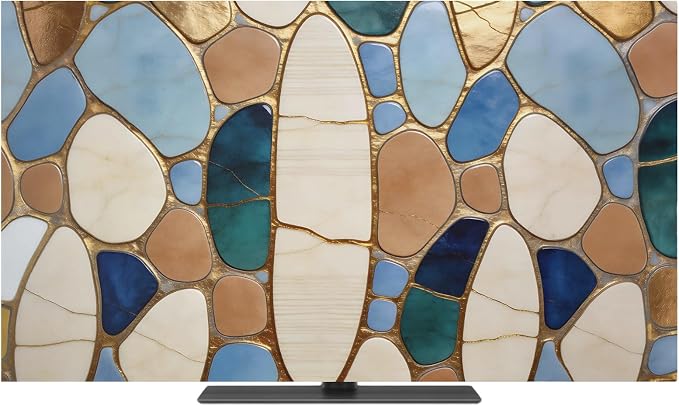 Colorful Stone Pebble Collage Indoor TV Cover, Elastic TV Screen Protector - Image 2
