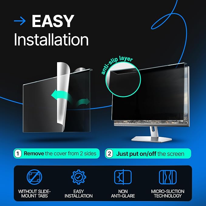 Universal Acrylic 20, 22 Inch Computer Privacy Screen Filter - Image 6
