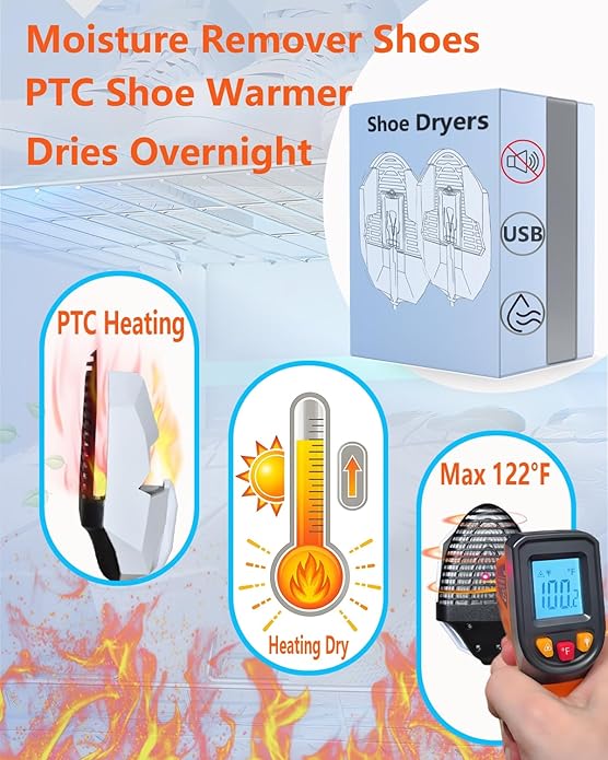 Shoe Dryer and Deodorizer, Boot Warmer & Mute Mode Heating Moisture Remover - Image 5