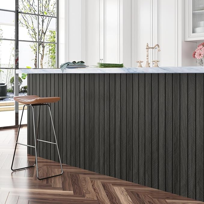 Grey/Black 3D Wood Panels for Wall Decor 200"x12" Peel and Stick Faux Wood Wall - Image 5