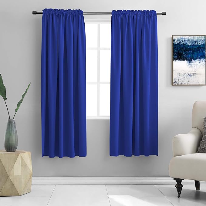 DONREN Cobalt Blue Curtains Blackout Curtains by DONREN
