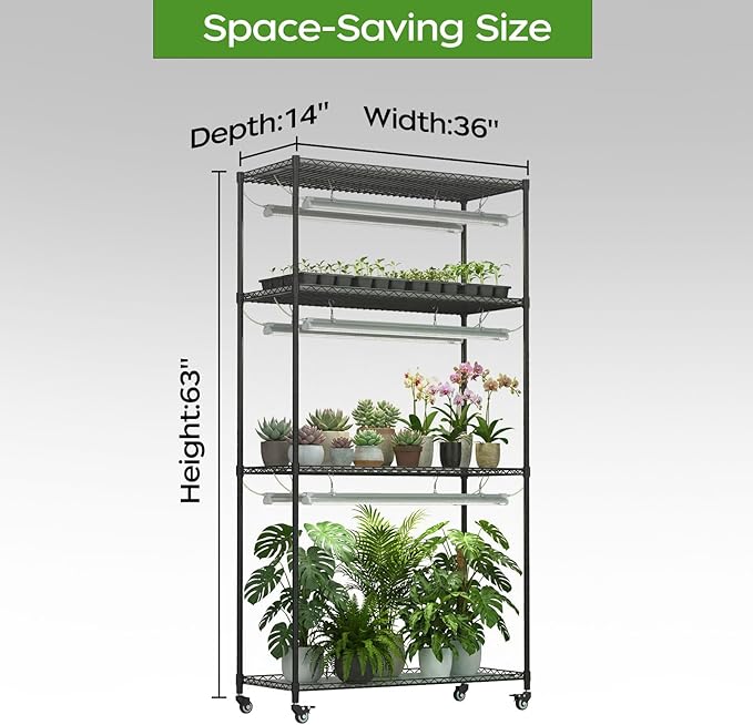 Plant Stand with Grow Lights, 4-Tier Plant Shelf, 6 Sets 3-Color LED Grow Light - Image 2