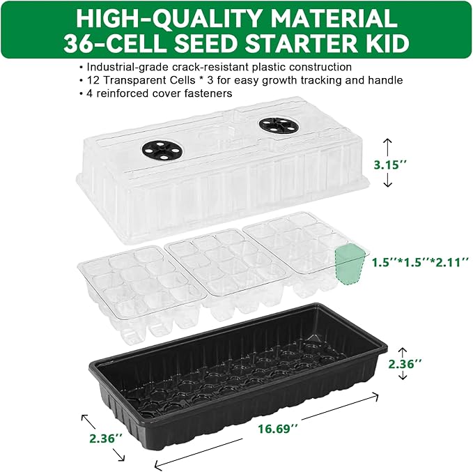 Seed Starter Tray with Grow Light, 72-Cell Seed Starter Kit with Magnetic - Image 5