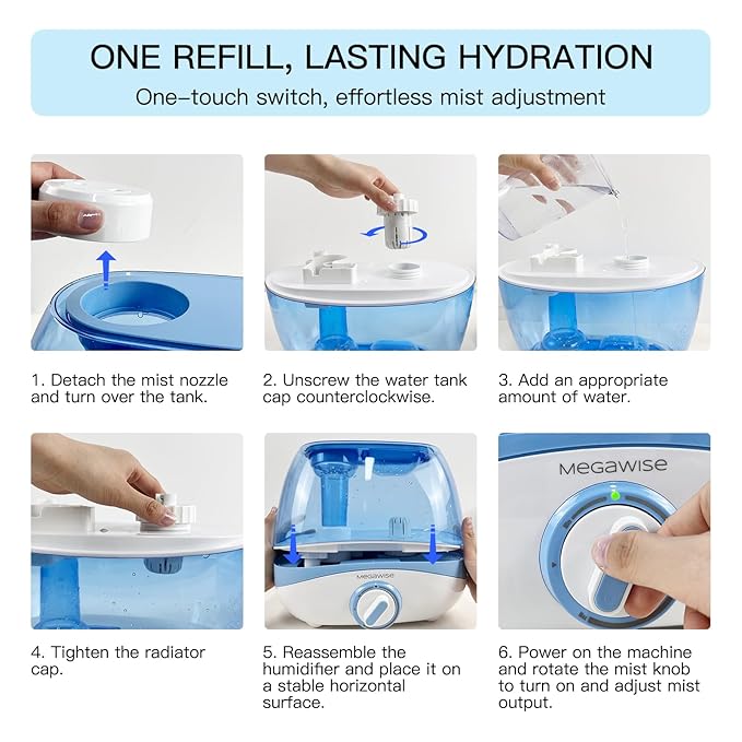 MegaWise Humidifiers for Bedroom Home, 5.0L Cool Mist Humidifier for Home Plant - Image 7