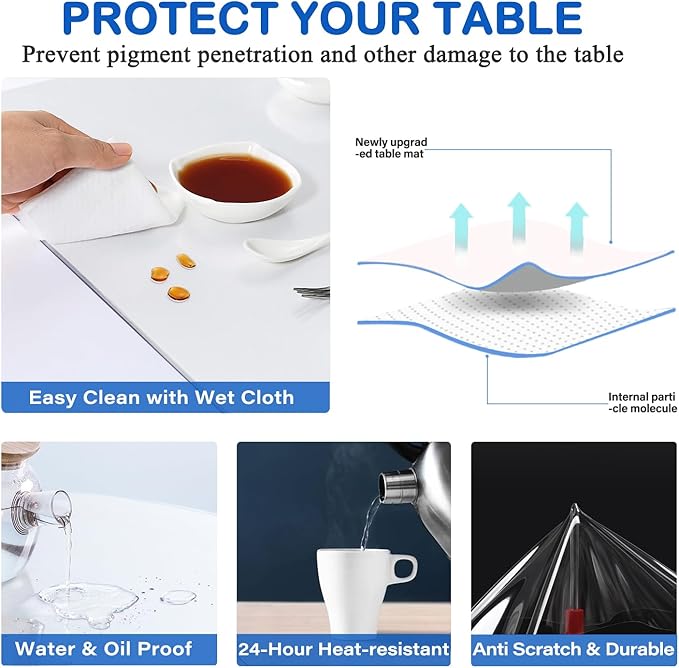 48x90 Inch 1.5mm Thcik Clear Table Protector Custom Eco Plastic Tablecloth Desk - Image 3