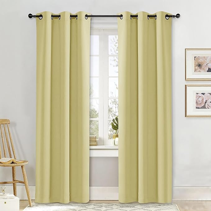 NICETOWN Curtain Blackout Drape Panel, Single Panel, 42 x 84 inch, Paler Yellow by NICETOWN