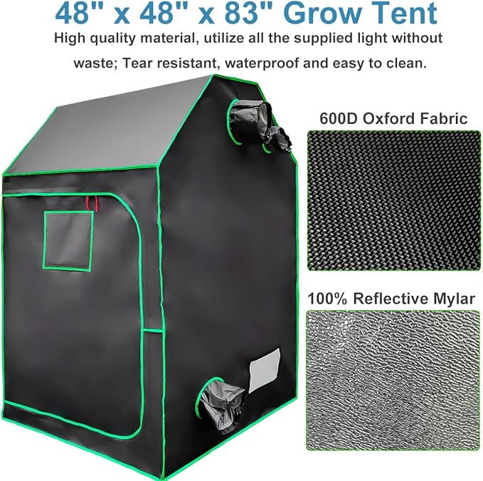 4x4 Grow Tent Kit, Complete High Reflective Mylar Indoor Grow Tent + LED Grow - Image 2