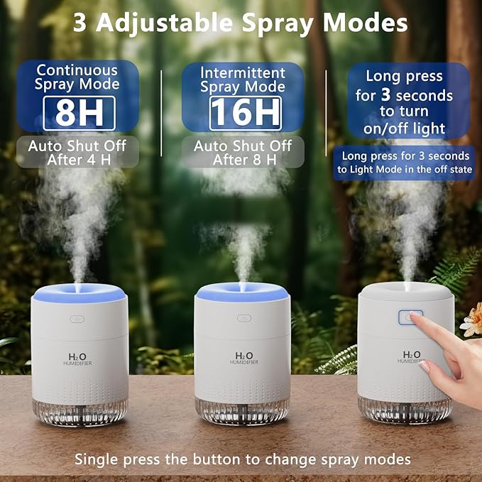 SZO Portable Mini Humidifier, 500ML USB Personal Cool Mist Humidifiers - Image 4