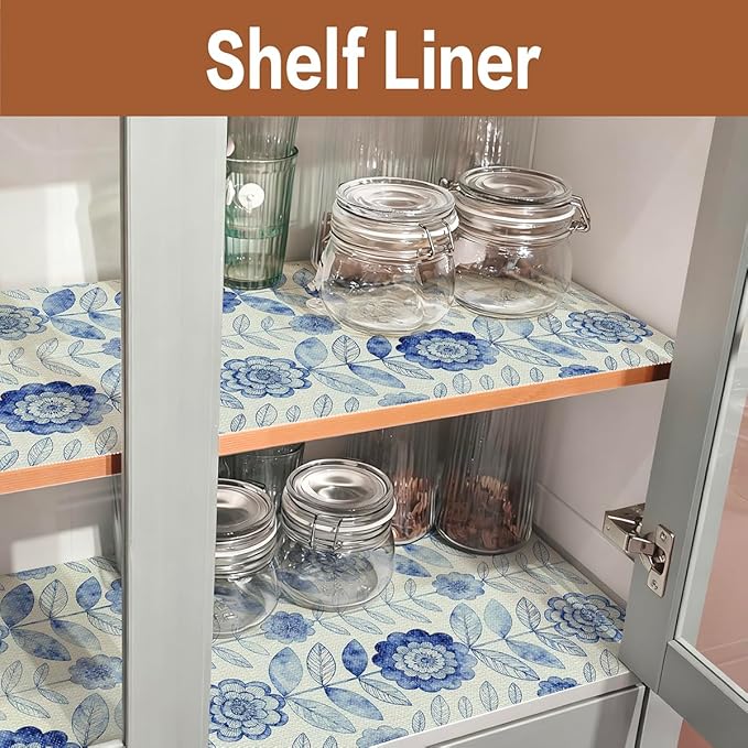 Drawer and Shelf Liner for Kitchen Cabinets Non-Adhesive Strong Grip Floral - Image 4