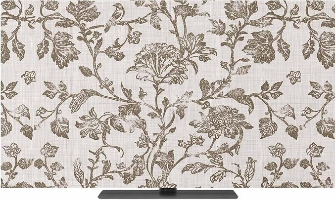 Vintage Farm Flower Leaves Sketch Indoor TV Cover, Elastic TV Screen Protector - Image 2