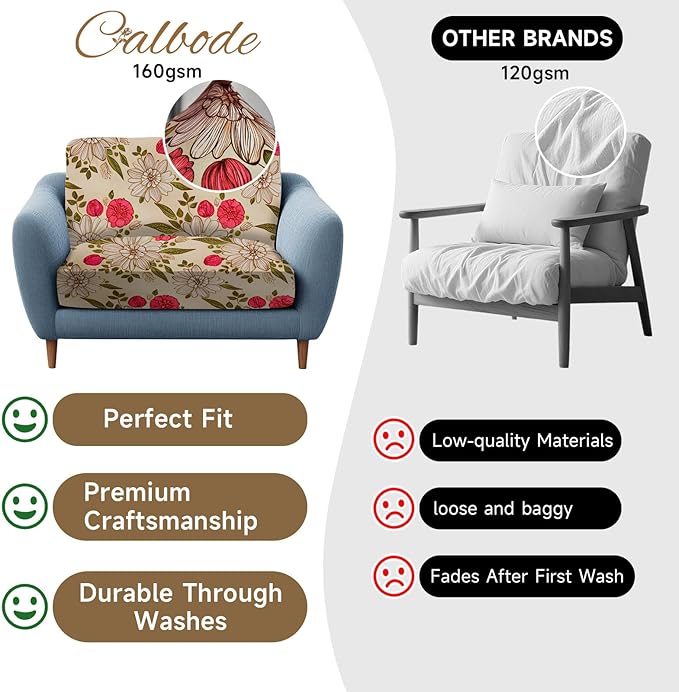 14Pcs Stretch Patio Cushion Cover, Floral Couch & Sofa Slipcovers - Image 4