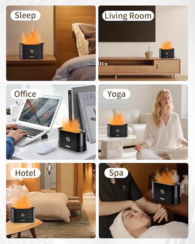 Flame Effect Essential Oil Diffuser, 180ml Ultrasonic Aromatherapy Humidifier - Image 3