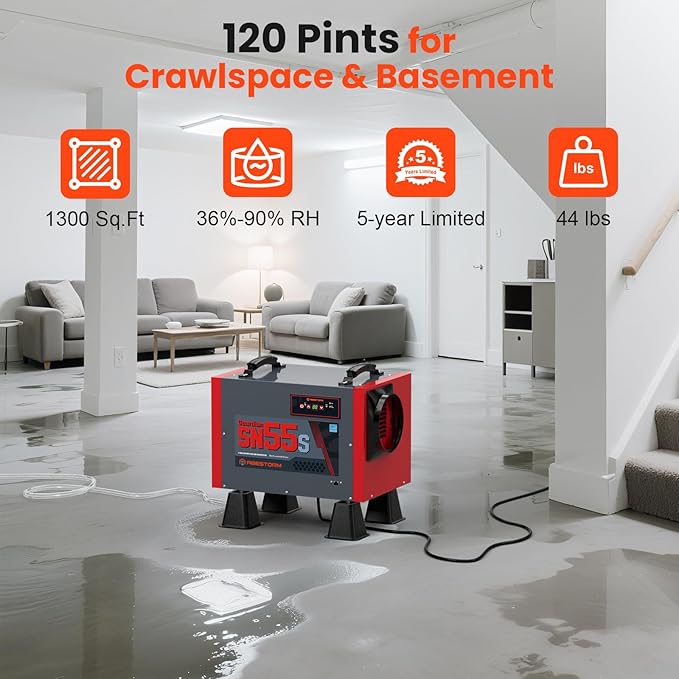 Abestorm Crawl Space Dehumidifier, 120Pint Controls Commercial Dehumidifiers - Image 6