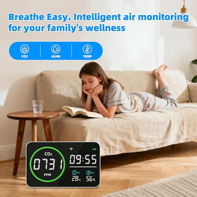 WiFi CO2 Detector, 9 Inch CO2 Monitor - Image 3