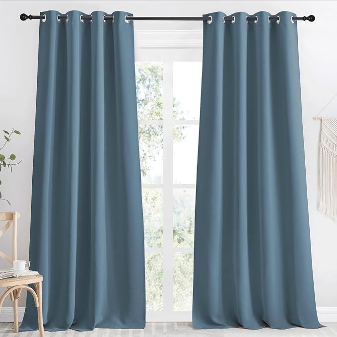NICETOWN Blackout Curtain 118 inch Long, Smoky Blue, W55 x L118, 1 Panel by NICETOWN