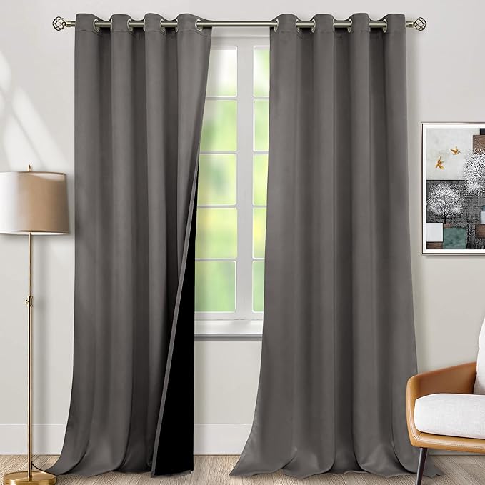 BGment Grey Blackout Curtains 95 Inches Long 2 Panels Set by BGment