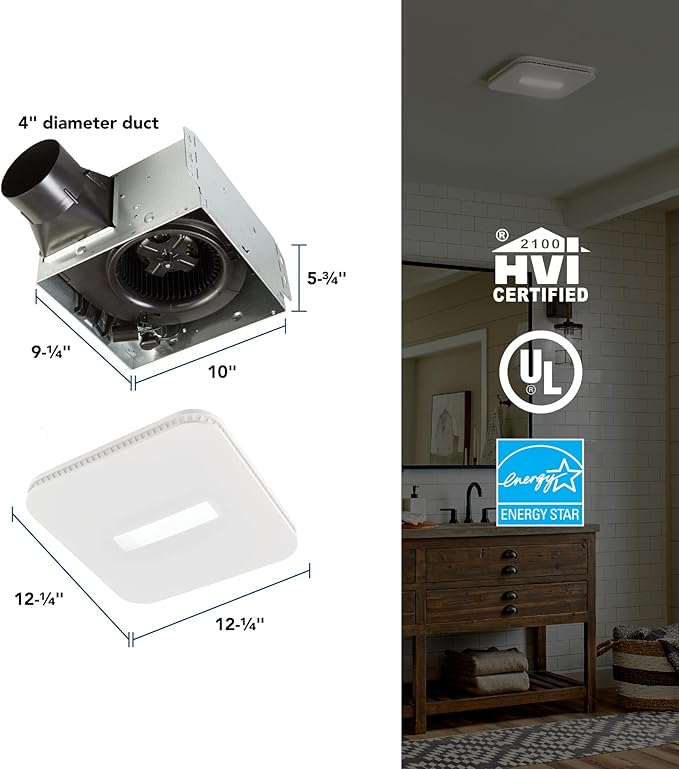 Broan-NuTone AER80CCTK CleanCover Bath Fan, 80 CFM, 0.7 Sone, - Image 3