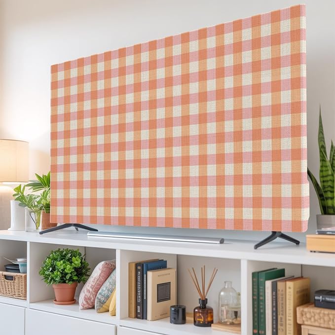 Rustic Vintage Buffalo Plaid Indoor TV Cover, Elastic TV Screen Protector - Image 6