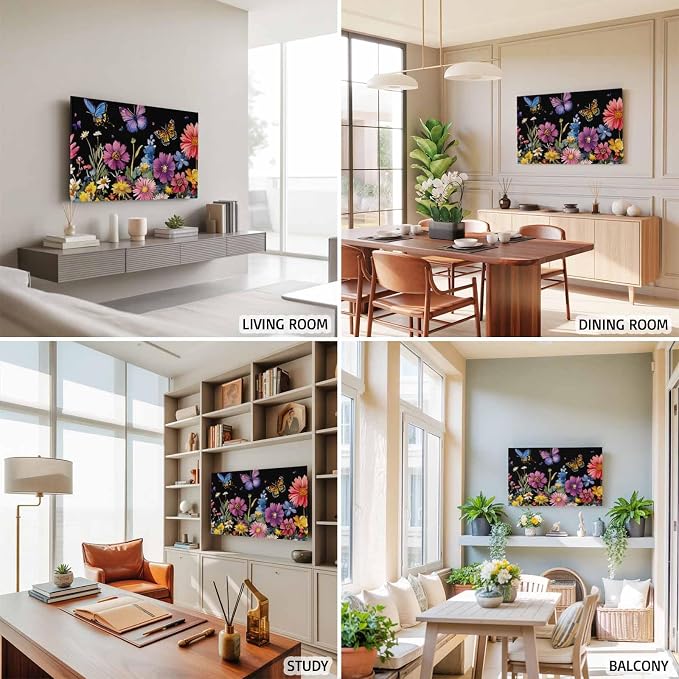 Watercolor Flowers Butterfly Countryside Plant Indoor TV Cover, Elastic TV - Image 6