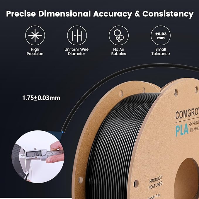 Comgrow PLA 3D Printer Filament, 3D Printer PLA Filament 1.75mm, Dimensional - Image 7