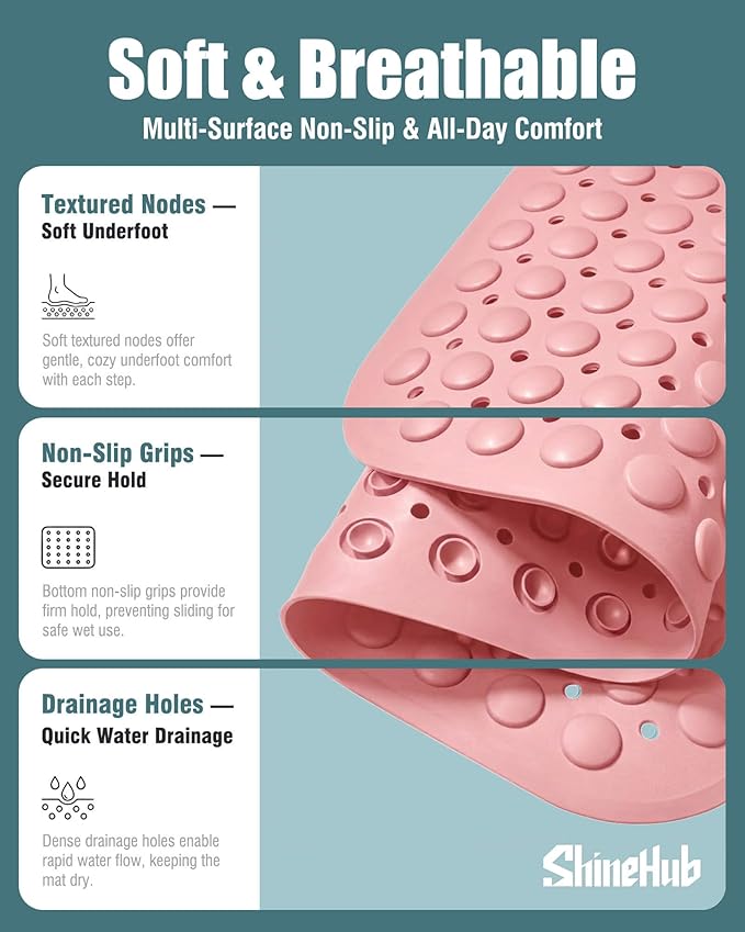 Non-Slip Bath Mat for Tub Shower, TPE Machine Washable Bathroom Essentials - Image 5