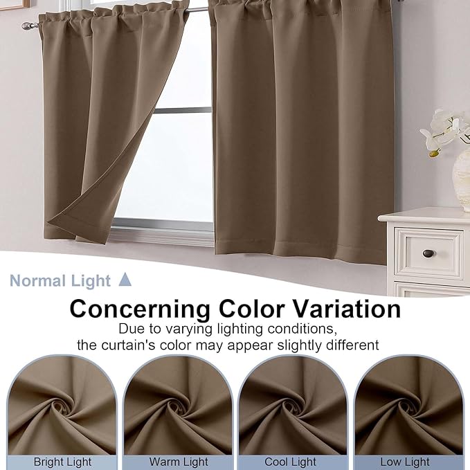 Chyhomenyc Brown Short Blackout Curtains 36 Inch Length, Small Kitchen Curtain - Image 8