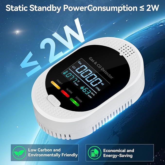 4-in-1 Carbon Monoxide Detectors, Plug in Combustible Gas Detector, Natural Gas - Image 8