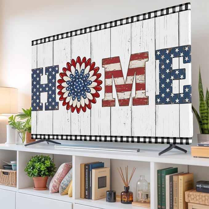 Farmhouse HOME Letters Flower Indoor TV Cover, Elastic TV Screen Protector by Unknown