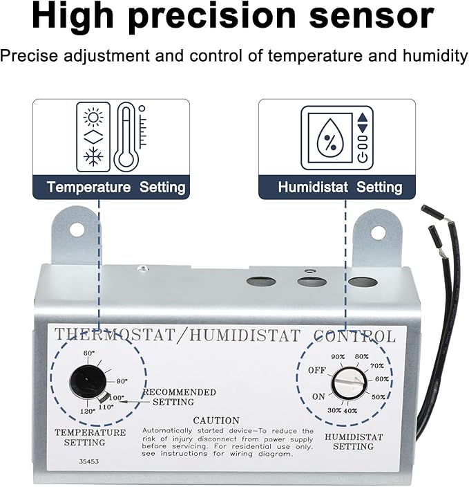 Criditpid Attic Fan Adjustable Thermostat & Humidistat Controller Box - Image 3