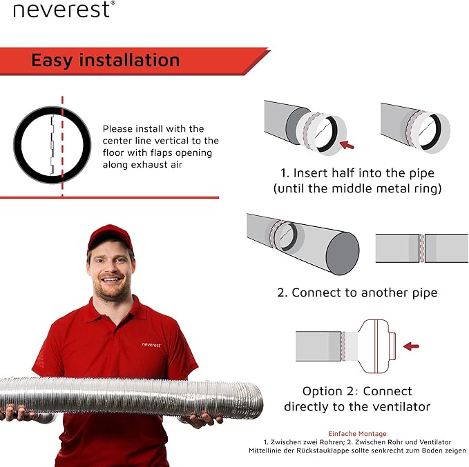 neverest® RK 4" Professional Backdraft Shutter Damper Connector Duct Fits Only - Image 4
