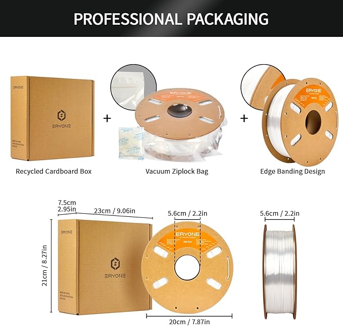 ERYONE Silk PLA Filament for 3D Printer, 1.75mm +/- 0.03mm, Silk White - Image 6