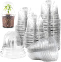 Humidity Domes for 4 Inch Pots, 100 Pack Transparent Plant Dome Covers by RooTrimmer