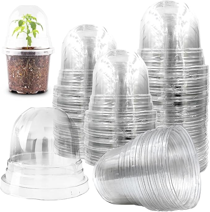 Humidity Domes for 4 Inch Pots, 100 Pack Transparent Plant Dome Covers by RooTrimmer