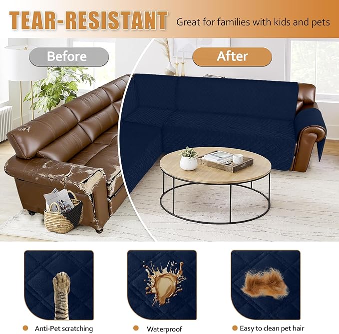 Arfntevss Waterproof Sectional Couch Covers L Shape Washable Velvet Sofa Cover - Image 7